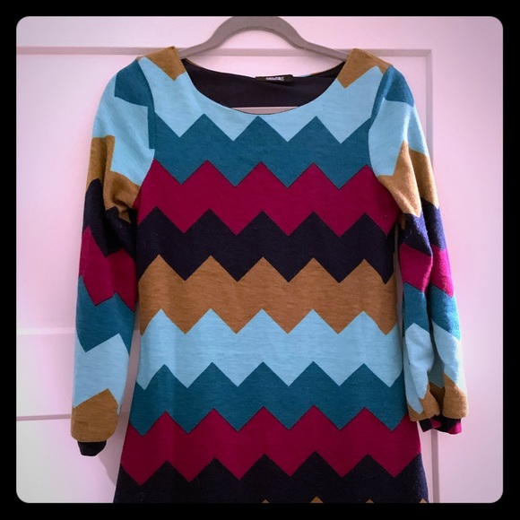 Long sleeve chevron sweater dress. - Picture 1 of 5